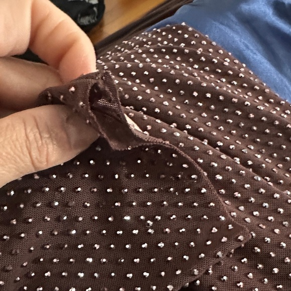 Embellished Brown Maxi Off-Shoulder Dress - Picture 7 of 7